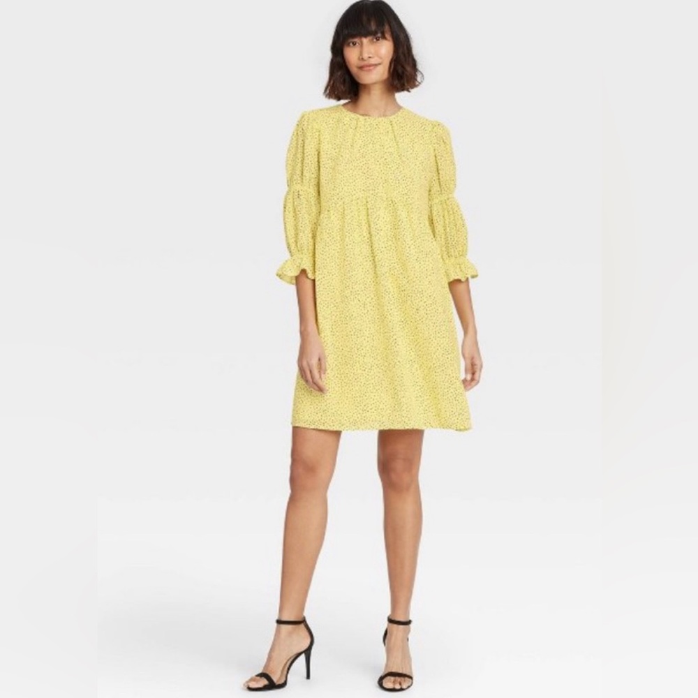 WHO WHAT WEAR Puff Sleeve short dress. Size Large
